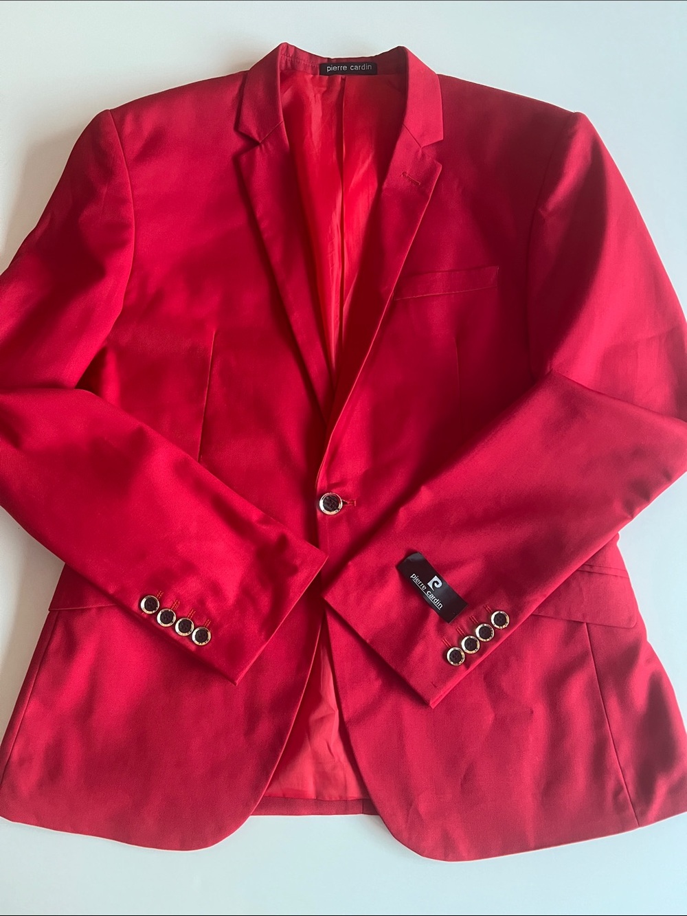 100% Wool Pierre Cardin Red Men's Sport Coat - Single-Button Blazer